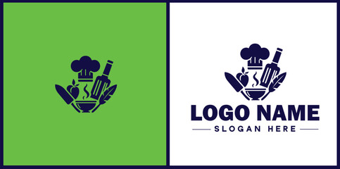 Cooking school icon Culinary academy Cooking institute Culinary school flat logo sign symbol editable vector