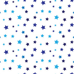 Blue stars confetti pattern seamless. Vector Illustration for decoration, wallpaper, wrapping paper, backdrop etc