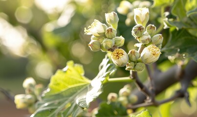 Flowering fig branches with delicate flowers