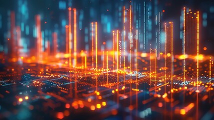 Financial growth, increasing graph, 3D illustration, progress concept, copy space, more clarity with clear light and sharp focus , high detailed ,