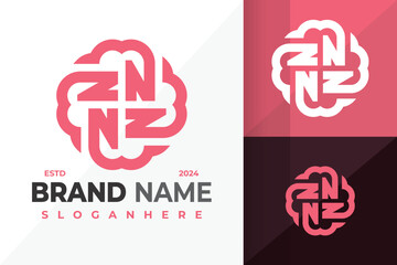 Four Letter N Heart Flower Logo design vector symbol icon illustration