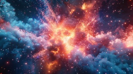 Naklejka premium A dynamic sale promo with particles exploding, creating an energetic and attention-grabbing visual effect.