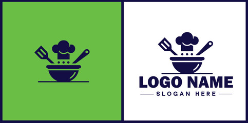 Cooking school icon Culinary academy Cooking institute Culinary school flat logo sign symbol editable vector
