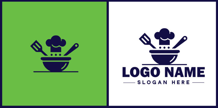 Cooking school icon Culinary academy Cooking institute Culinary school flat logo sign symbol editable vector
