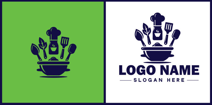 Cooking school icon Culinary academy Cooking institute Culinary school flat logo sign symbol editable vector