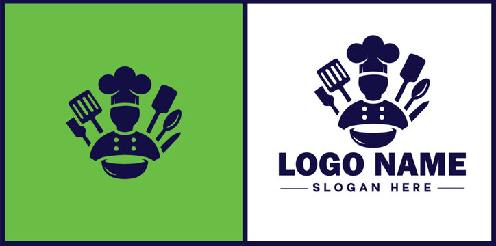 Cooking school icon Culinary academy Cooking institute Culinary school flat logo sign symbol editable vector