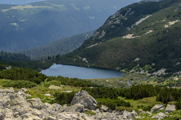 View of Lia lake in National Park Retezat, Romania