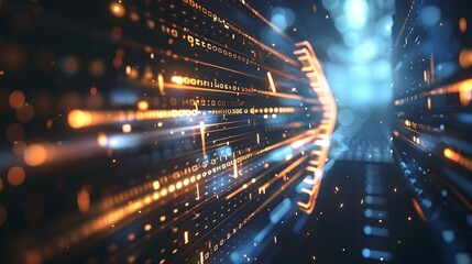 Bright Metallic Arrow with Digital Overlay - Futuristic Business Concept