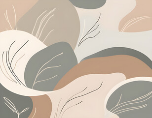 Minimal abstract background vector illustration. Earth tone pastel color organic shape, brush pattern