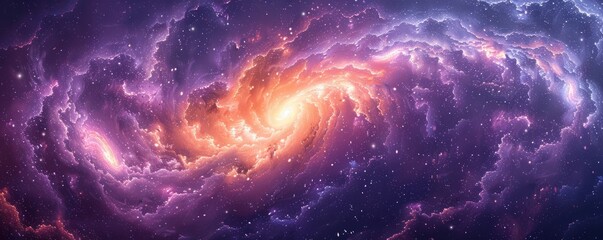 Fototapeta premium Abstract swirling galaxies in deep purples and blues in watercolor.