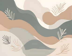 Obraz premium Minimal abstract background vector illustration. Earth tone pastel color organic shape, brush pattern