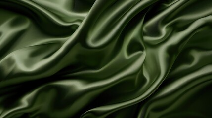 Fototapeta premium Olive satin fabric background with text space