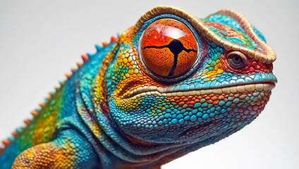 Obraz premium Beautiful chameleon on a white background