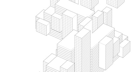 ​​abstract modular architecture 3d rendering