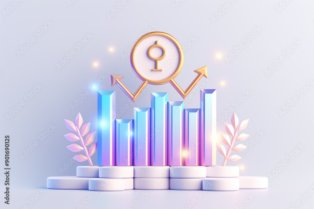 Poster data analytics display features vibrant graphs and growth arrows, enhancing professional presentatio