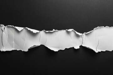 torn white paper on a black background