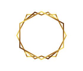 Realistic golden frame, golden star shape