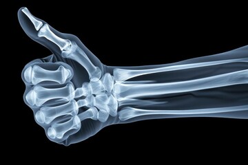 Naklejka premium X ray Hand showing thumbs up Isolated on black background