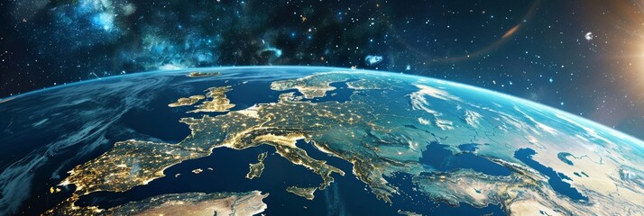 Obraz premium satellite imagery of Europe: spectacular view of the continent from space