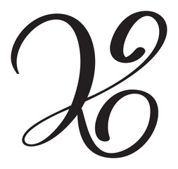 Vector calligraphy hand drawn letter K icon logo. Script font. Handwritten brush style