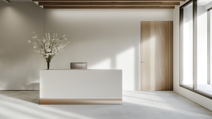 A green technology venture capital firm office with open spaces and natural light, with copy space, high-resolution photo, hyper realistic