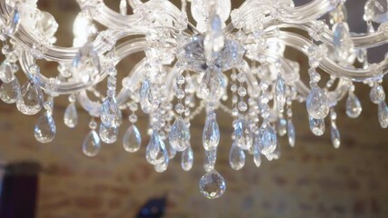 Crystal Chandelier Close-up 4k Slow motion