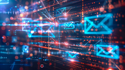 Obraz premium A digital representation of spam filters and email security systems, highlighting the fight against unwanted and malicious emails