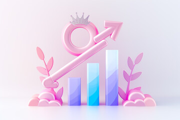 Obraz premium Stylish Growth and Gender Representation in Business Illustration A Visual Exploration of Trends and Impact in the Corporate World