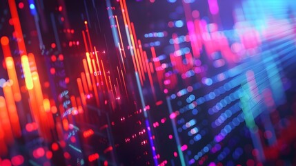 Abstract Digital Stock Market Data Visualization with Graphs and Charts