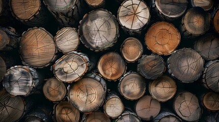Fototapeta premium Stacked Firewood Logs in a Pile