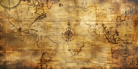 Fototapeta premium Textured Historical Map with Abstract Vintage Design