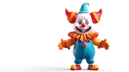 Fototapeta premium 3D Clown Character in Halloween Costume on White Background