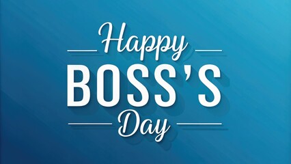 Elegant Happy Boss's Day Greeting Card with Minimalist Blue Background