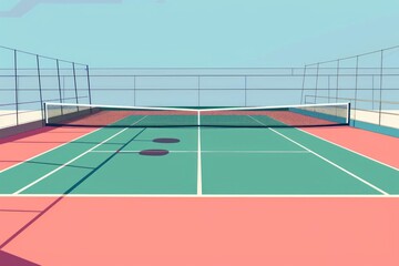 watercolor tennis court