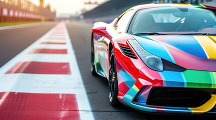 Fototapeta premium Detailed Supercar Zooming Through Racecourse