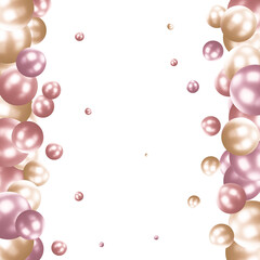 Abstract pattern with glass color balls or precious pearls. Glossy realistic ball. 3d vector illustration. Abstract background. Vector photo frame. Colored balls. Eps 10