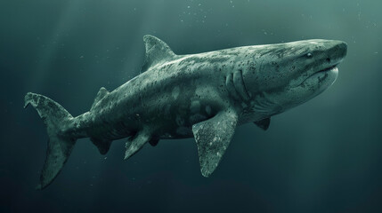 Fototapeta premium A shark in the depths of the ocean