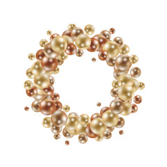 Background with 3d balls. Round Sphere of geometric objects, pearl made of metal and plastic. vector illustration. Photo frame. Abstract background. Vector photo frame. Colored balls. Eps 10