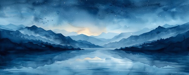 A beautiful blue sky with mountains in the background