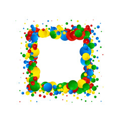 Abstract pattern with glass color balls or precious pearls. Glossy realistic ball. 3d vector illustration. Photo frame. Eps 10