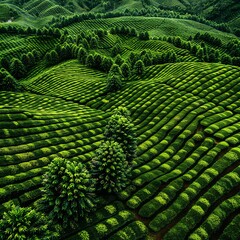 Fototapeta premium Birdseye view of a diverse coffee agroforestry system, Coffee garden, Agroforestry