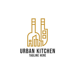 Urban kitchen minimalist elegant logo design for a restaurant or food company