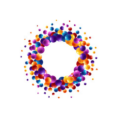 Nature, colorful, multicolored sea pearl background with small and big pearls isolated on transparent background. Photo frame. Eps 10