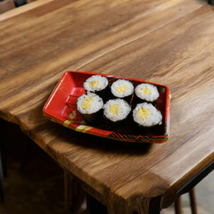 sushi platter on isolated background