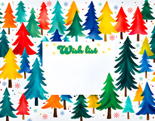 Obraz premium Wishlist on Colorful Christmas Background for children