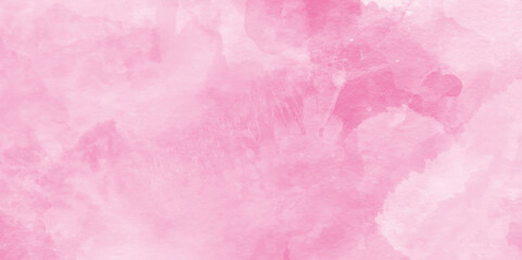 pink watercolor technique on watercolor paper with stains and splashes, Pastel color grainy gradient background with watercolor, Digital art painting on paper with splashes.	