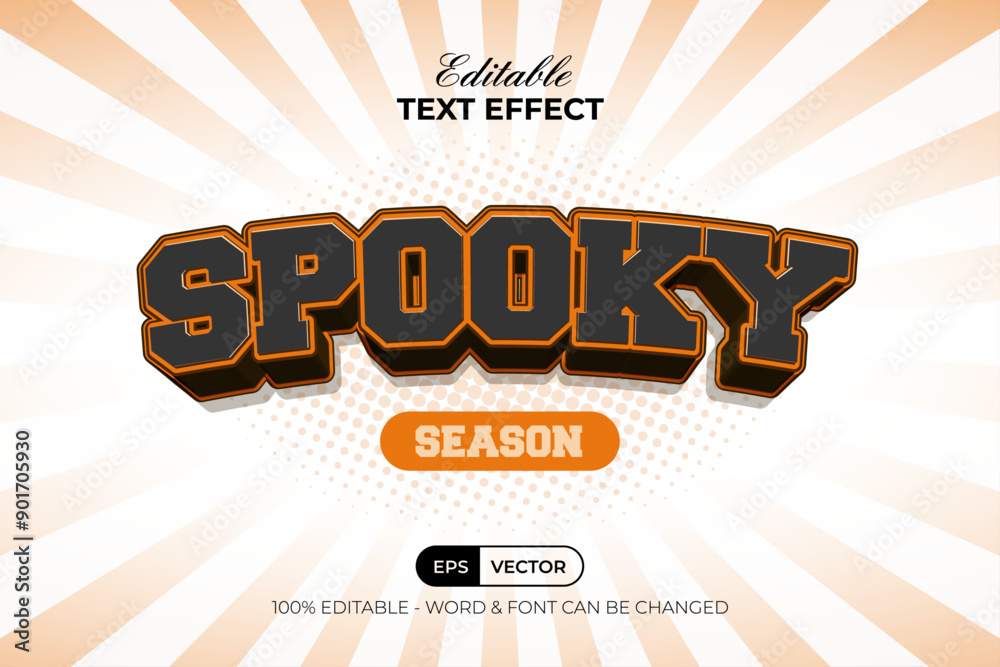 Aufkleber spooky text effect 3d curve style. editable text effect.