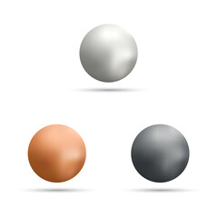 Set of glossy colored balls on a gray background. Eps 10