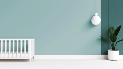 A high-tech baby monitor with a digital screen, placed in a nursery, flat design illustration, with copy space, high-resolution photo, hyper realistic