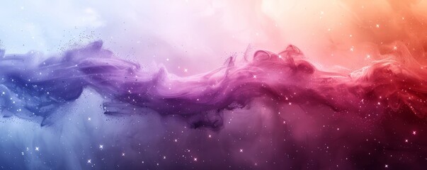Fototapeta premium Abstract cosmic dust with stars in watercolor on white.